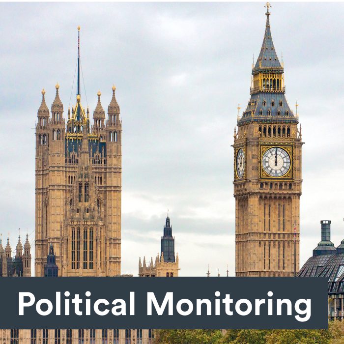 Image of Westminster, text reads political monitoring